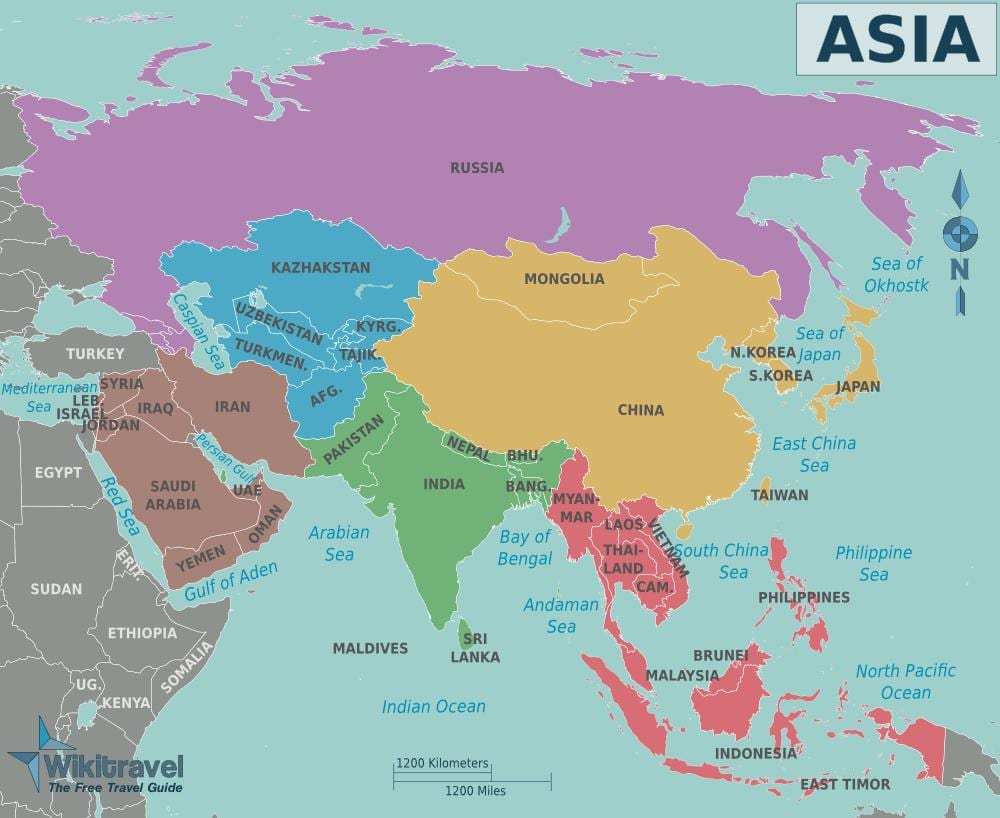 Karte von Taiwan und umliegenden Ländern