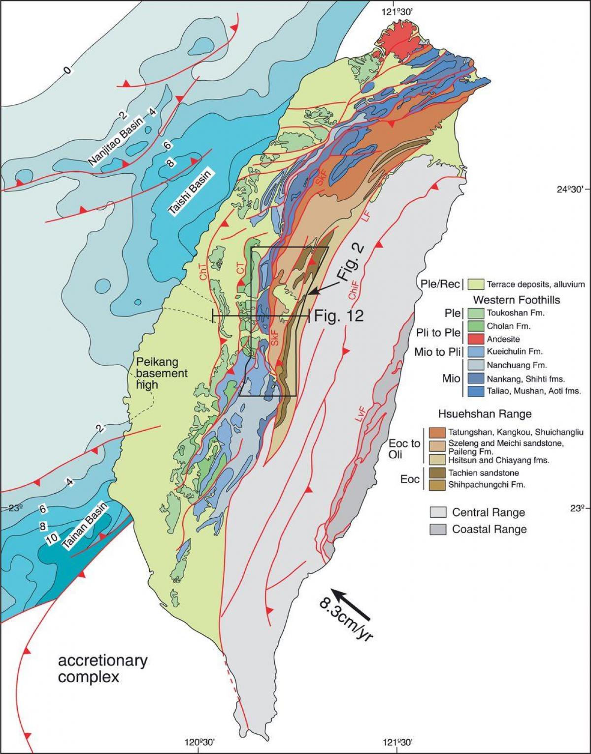 Karte von Taiwan geologische