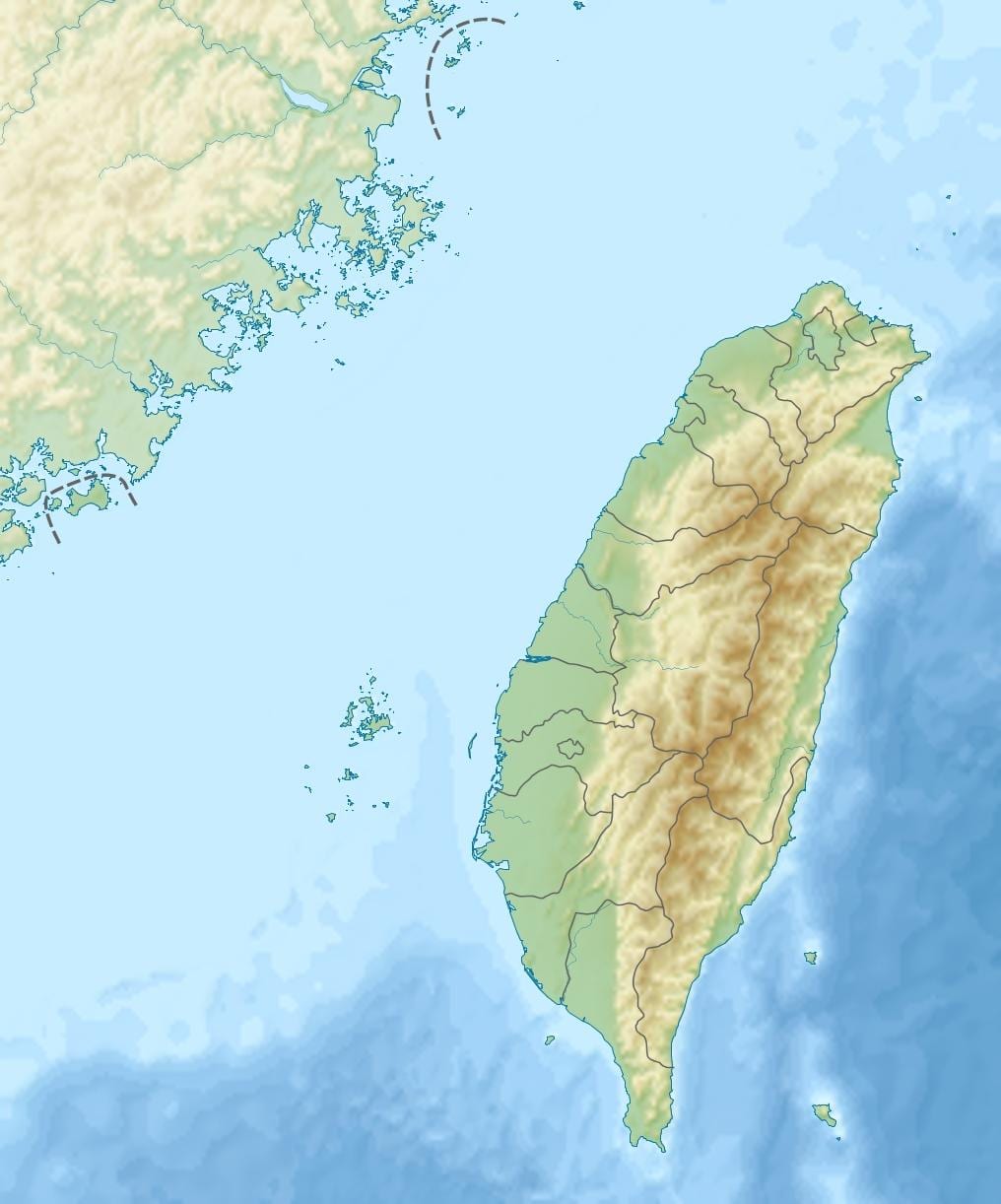 Karte von Taiwan Höhe
