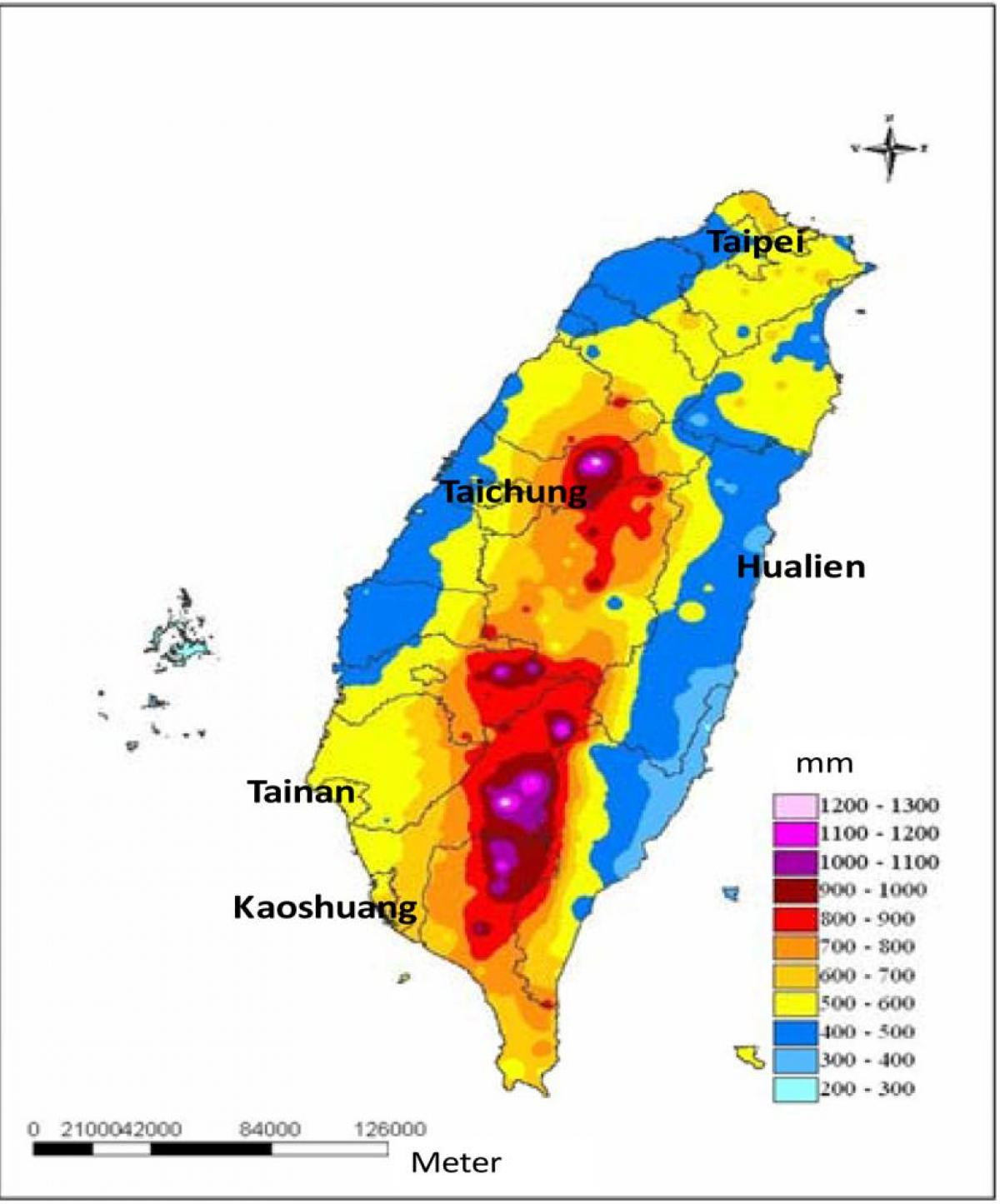 Karte von Taiwan Klima