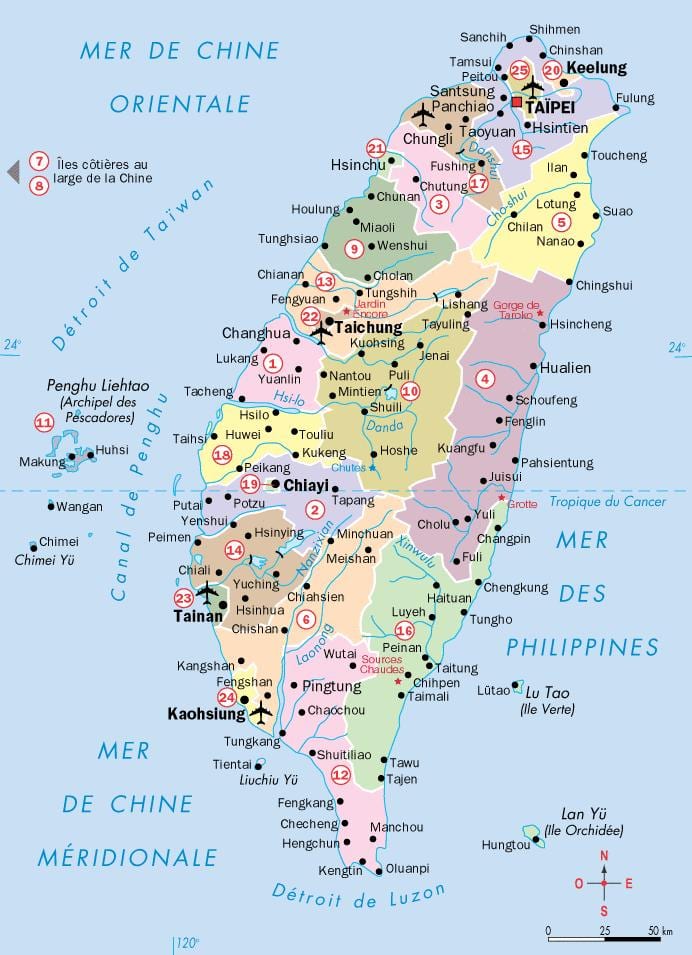 Karte von Taiwan Städten