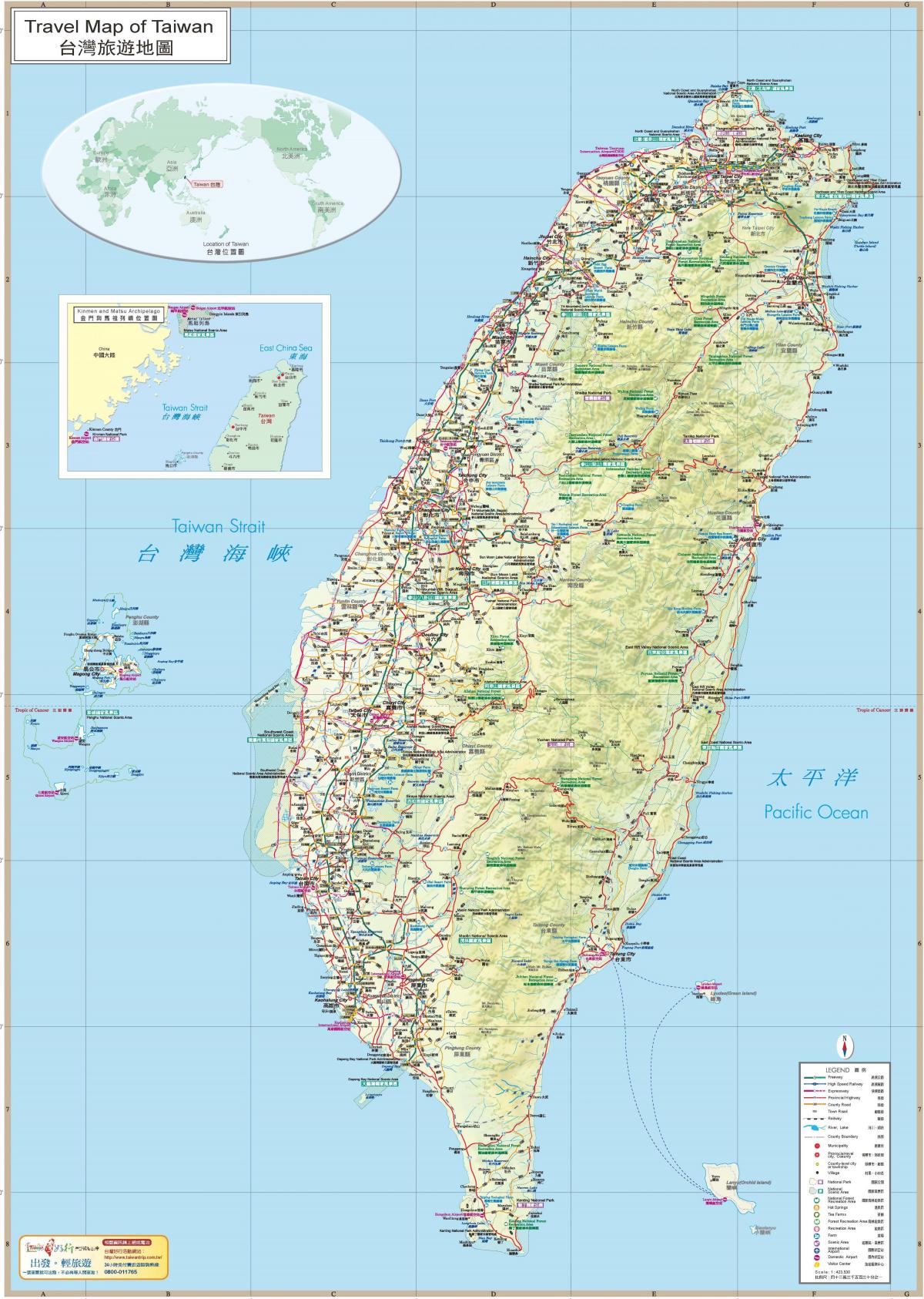 Landkarte von Taiwan-Touristen-Attraktionen