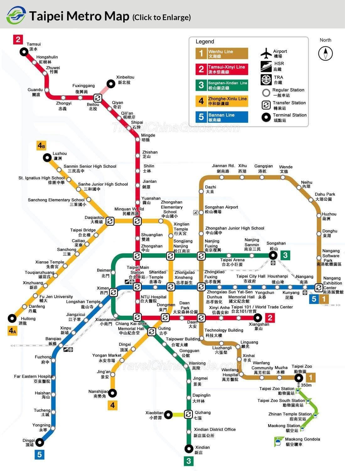 Karte von Taiwan U-Bahn