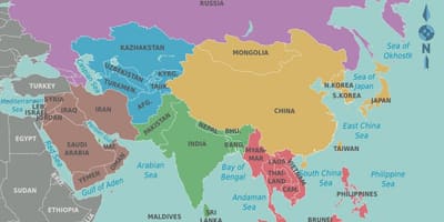 Karte von Taiwan und umliegenden Ländern
