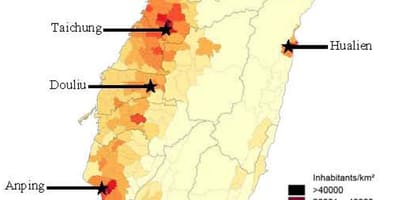 Taiwan Bevölkerung Dichte Karte